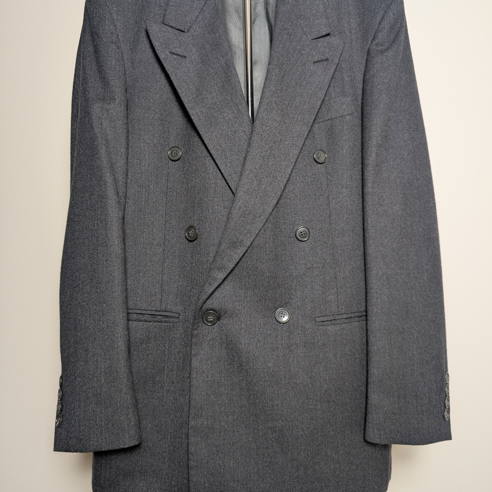 Vintage Karolls Classic mens Charcoal Grey Double-Breasted Suit Jacket Size M